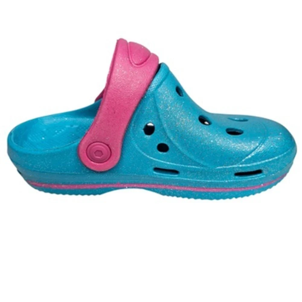 Unisex Kids Glitter Teal Pink Clogs Water‎ Shoes Size 1 Summer